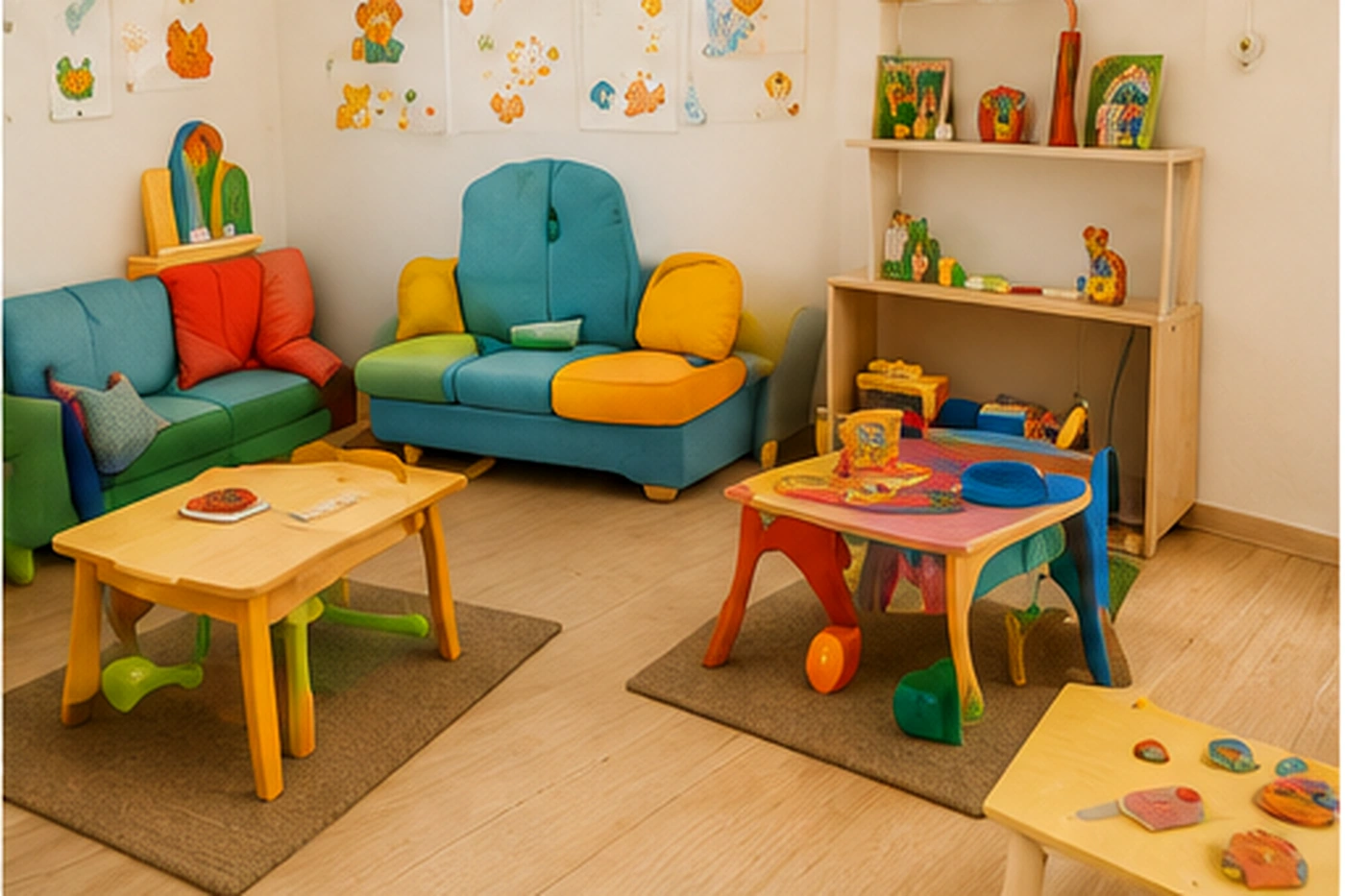 Sala del jardín con materiales accesibles para los niños