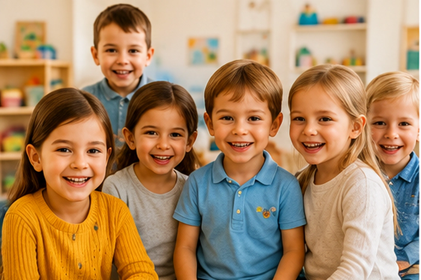 Docente acompañando a un grupo de niños durante una actividad